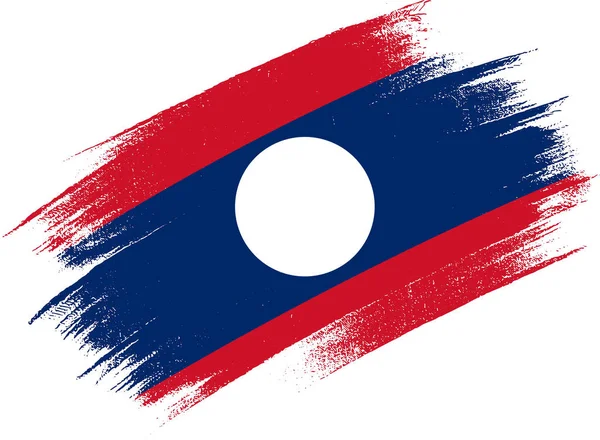 Bandera Laos Con Pintura Pincel Texturizada Aislada Sobre Fondo Png — Vector de stock