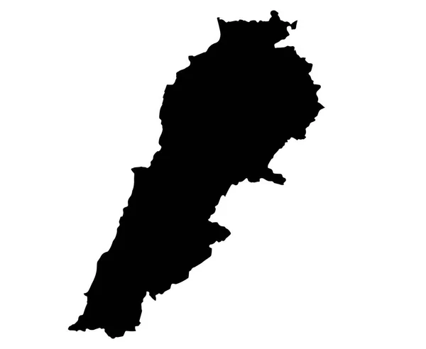 Libanon Kaart Zwarte Kleur Isoleren Witte Achtergrond — Stockvector