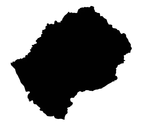 Lesotho Karta Svart Färg Isolera Vit Bakgrund — Stock vektor