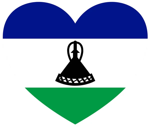 Lesotho Flagge Herzform Isoliert Auf Transparentem Hintergrund — Stockvektor