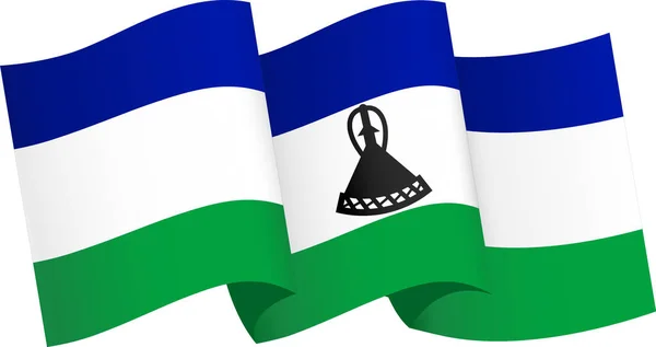 Vague Drapeau Lesotho Isolée Sur Fond Png Transparent — Image vectorielle