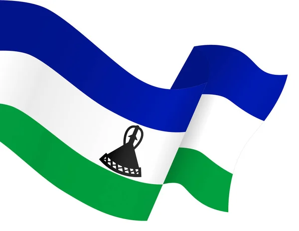 Lesotho Flag Wave Isolated Png Transparent Background — Stock Vector
