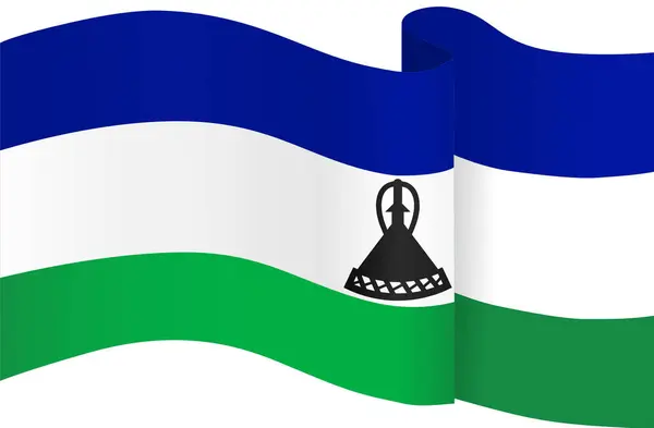 Vague Drapeau Lesotho Isolée Sur Fond Png Transparent — Image vectorielle