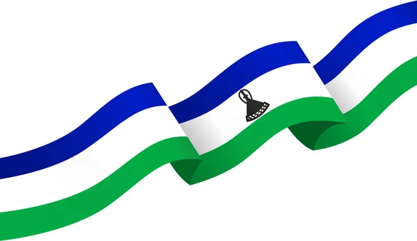 Lesotho Flag Wave Isolated Png Transparent Background — Stock Vector