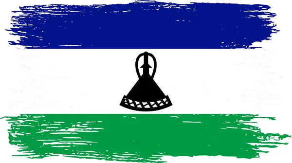 Bandiera Lesotho Con Vernice Pennello Testurizzata Isolata Sfondo Png Trasparente — Vettoriale Stock