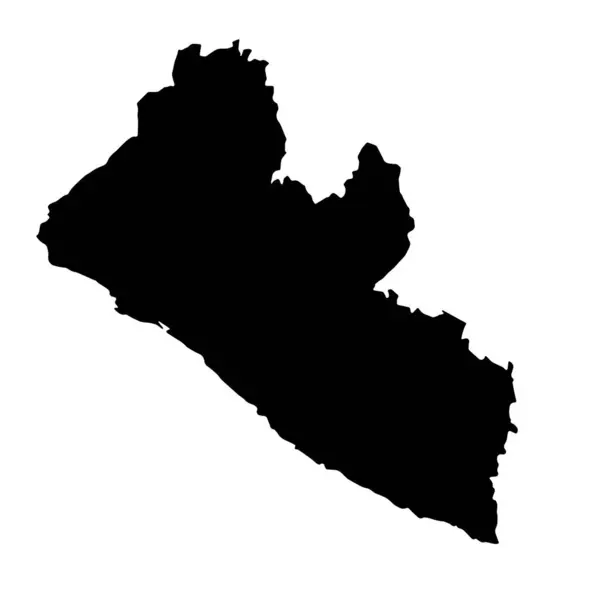 Liberya Haritası Siyah Renkte Beyaz Arkaplanda Izole Edildi — Stok Vektör