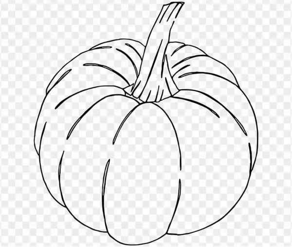 One Line Hand Drawing Pumpkin Brush Style Isolated Transparent Png — Stock Vector