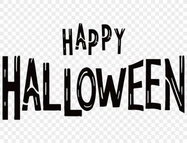 Png veya şeffaf arkaplan çizimi üzerinde uçan yarasalar ile Cadılar Bayramı metin afişi.