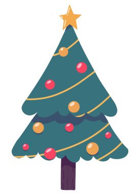 Beyaz arkaplan vektör çiziminde izole edilmiş renkli Noel ağacı eli 