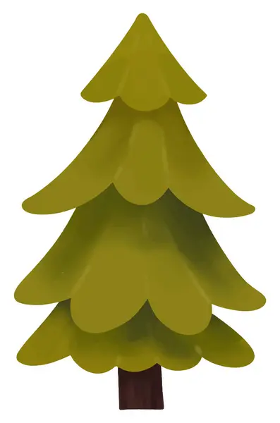 Warna Tangan Pohon Natal Digambar Terisolasi Pada Gambar Vektor Latar - Stok Vektor
