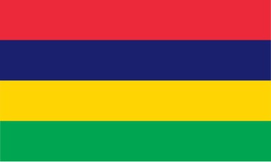 Mauritius resmi bayrağı beyaz arka planda izole edildi. vektör illüstrasyonu.