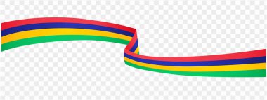 Mauritius bayrak dalgası png veya şeffaf arkaplanda izole edildi. vektör illüstrasyonu.