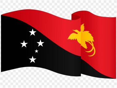 Papua Yeni Gine bayrak dalgası png veya şeffaf arkaplan vektörü illüstrasyonunda izole edildi.