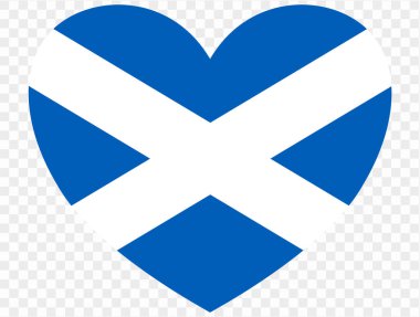 Şeffaf arka planda kalp şeklinde İskoçya bayrağı var. vektör illüstrasyonu 