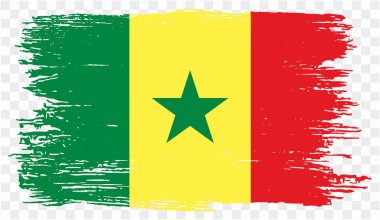 Senegal bayraklı fırça boyası png ya da şeffaf arkaplanda izole edilmiş. vektör illüstrasyonu