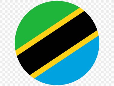 Png veya şeffaf arkaplanda Tanzanya bayrağı düğmesi. vektör illüstrasyonu. 