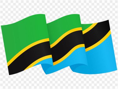 Tanzanya bayrak dalgası png veya şeffaf arkaplan vektör resimlemesi üzerinde izole.