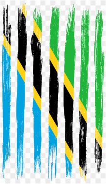 Tanzanya bayraklı fırça boyası png ya da şeffaf arkaplanda izole edilmiş. vektör illüstrasyonu