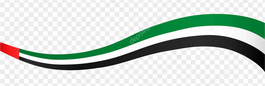 United Arab Emirates or UAE flag wave isolated on png or transparent background vector illustration.