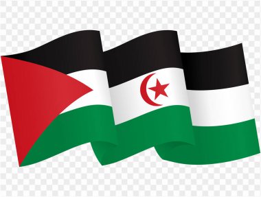Batı Sahra bayrak dalgası png veya şeffaf arkaplan vektör resimlemesi üzerinde izole. 