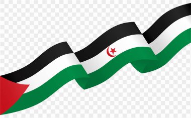 Batı Sahra bayrak dalgası png veya şeffaf arkaplan vektör resimlemesi üzerinde izole. 