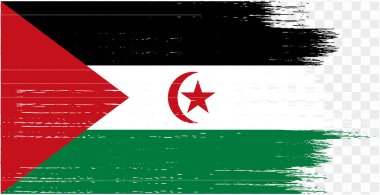 Batı Sahra bayraklı fırça boyası png ya da şeffaf arkaplanda izole edilmiş. vektör illüstrasyonu  