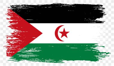 Batı Sahra bayraklı fırça boyası png ya da şeffaf arkaplanda izole edilmiş. vektör illüstrasyonu  