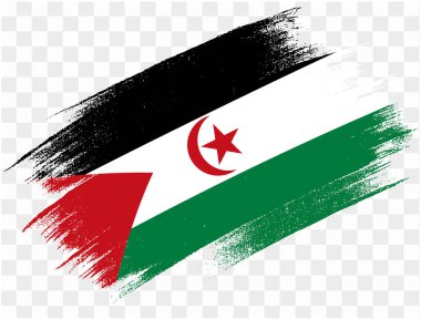 Batı Sahra bayraklı fırça boyası png ya da şeffaf arkaplanda izole edilmiş. vektör illüstrasyonu  