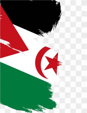 Batı Sahra bayraklı fırça boyası png ya da şeffaf arkaplanda izole edilmiş. vektör illüstrasyonu  