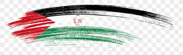 Western Sahara flag brush paint textured isolated  on png or transparent background. vector illustration  
