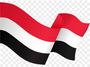 Yemen flag wave isolated on png or transparent background vector illustration.   clipart