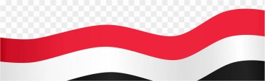 Yemen bayrak dalgası png veya şeffaf arkaplan vektör resimlemesi üzerinde izole.  