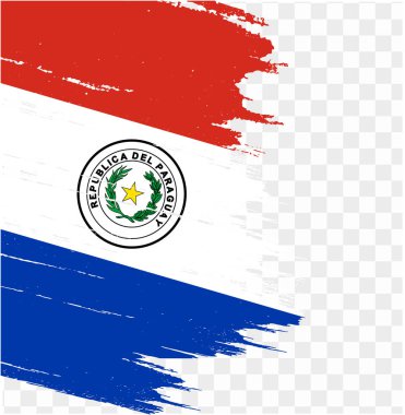 Paraguay bayraklı fırça boyası png ya da şeffaf arkaplanda izole edilmiş. vektör illüstrasyonu  