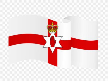 Kuzey İrlanda bayrak dalgası png veya şeffaf arkaplan vektörü resimlemesi üzerinde izole.