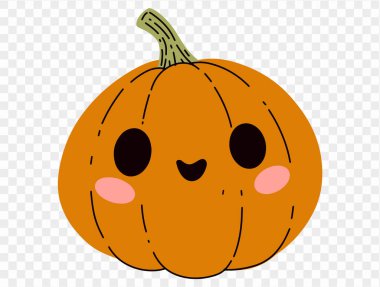 Tatlı balkabağı el çizim stili png veya şeffaf dokuya izole edilmiş, Cadılar Bayramı parti arka planı, poster, broşür, çevrimiçi reklam, vektör illüstrasyonu 