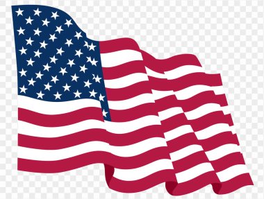 Waving USA flag isolated on transparent PNG background. Perfect for designs, high-quality vector image. clipart