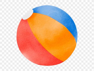 Turuncu, kırmızı ve mavi renkli minimal plaj topu tasarımı, eğlenceli yaz grafikleri ve illüstrasyonları için ideal.