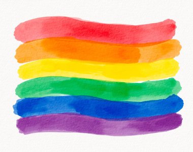 Suluboya ile katmanlı gökkuşağı fırça darbeleri birliği ve renkli çeşitliliği sembolize eder..