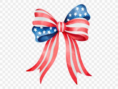 Vatansever kurdele yay vektörü kırmızı, beyaz ve mavi çizgili, Bağımsızlık Günü süslemeleri için mükemmel.