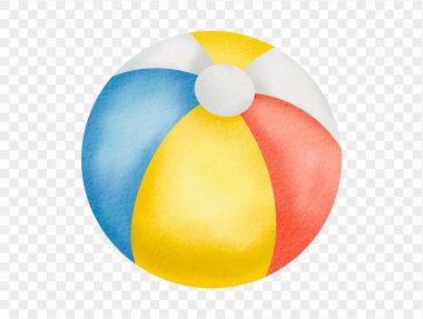 Suluboya tarzı renkli plaj topu, yaz tasarımları ve çocuk resimleri için ideal.