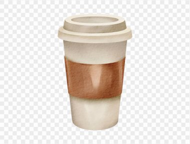 Paket kahve fincanı suluboya resimleme izole vektörü.