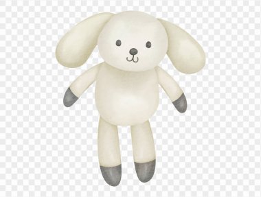 Suluboya tavşancık oyuncak yaz yolculuğu hediye vektörü.