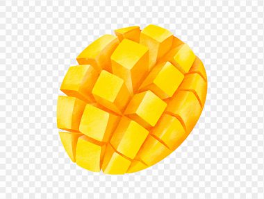 Suluboya küp olgun mango, tatlı tropikal meyve element vektörü.
