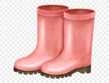 Çocuklar için pembe yağmur botlarının suluboya çizimi. vektör.