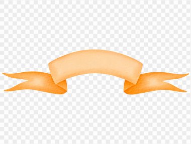 Okul dekorasyonu, kırtasiye ve tatil kartı vektörü için suluboya turuncu kıvrımlı kurdele afişi.