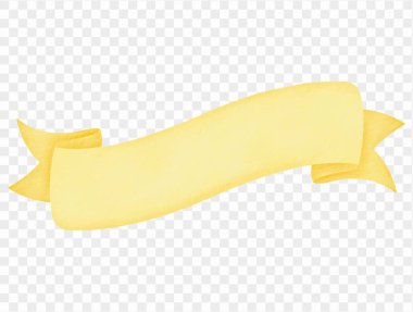 Okul projeleri, posterler ve tatil dekorasyon vektörü için suluboya sarı kurdele afişi izole edildi.