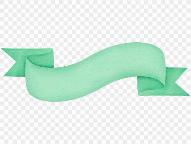 Suluboya yeşil dalgalı kurdele afişi sınıf posterleri, tatil kartları ve şirin vektörler için izole edilmiş..