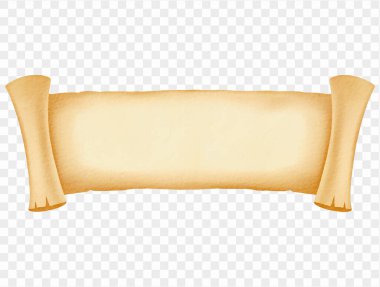 Suluboya yatay antika parşömen pankartı izole edilmiş vektör.