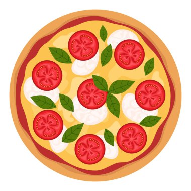 Pizza Margherita in flat style. Vector illustration