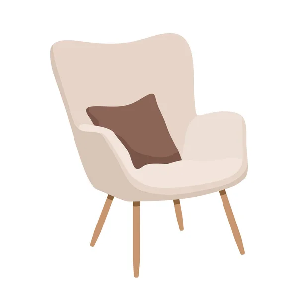 Ein Bequemer Moderner Sessel Mit Einem Kissen Darauf Flache Vektordarstellung — Stockvektor